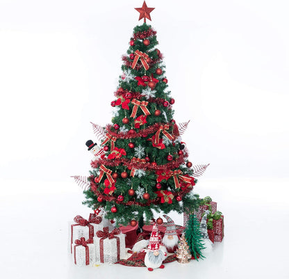 Sunnyglade 94 PCS Christmas Tree Ornaments Set with Glitter Poinsettia, Bows, Ribbons, Leaves & Assorted Decoration Ball for Xmas Tree Holiday Wedding Party Decorations (Red)