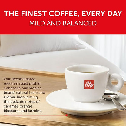 illy Decaf Ground Espresso Coffee, Classico Decaffeinated Medium Roast, 100% Arabica, Premium Italian Coffee, Pre-Ground for Espresso Machines, 8.8oz, 6 Pack