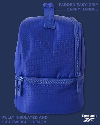 Reebok Mens and Womens Lunch Bag - Portable Insulated Work Lunch Box for Women and Men with Two Compartments and Handle, Andy Blue