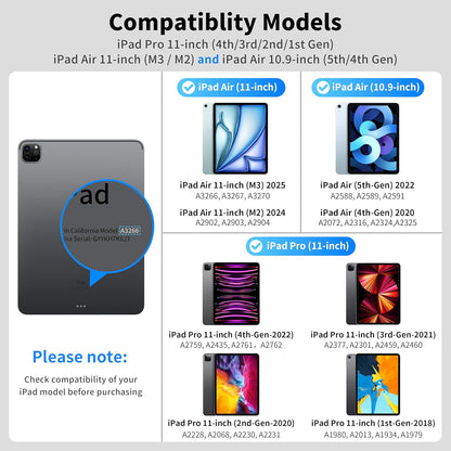 iPad Air 11 inch Case with Keyboard (M3 2025 / M2 2024) & iPad Pro 11 inch (4th/3rd/2nd/1st Gen), Magic Keyboard for 10.9" iPad Air (5th/4th Gen) with 7 Colors Backlight, Multi-Touch Trackpad