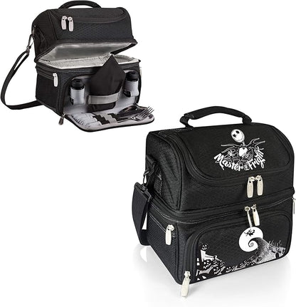 PICNIC TIME Disney Nightmare Before Christmas Jack Pranzo Lunch Bag, Insulated Lunch Box with Utensil Set, Lunch Cooler Bag, (Black), 11 x 7.5 x 12