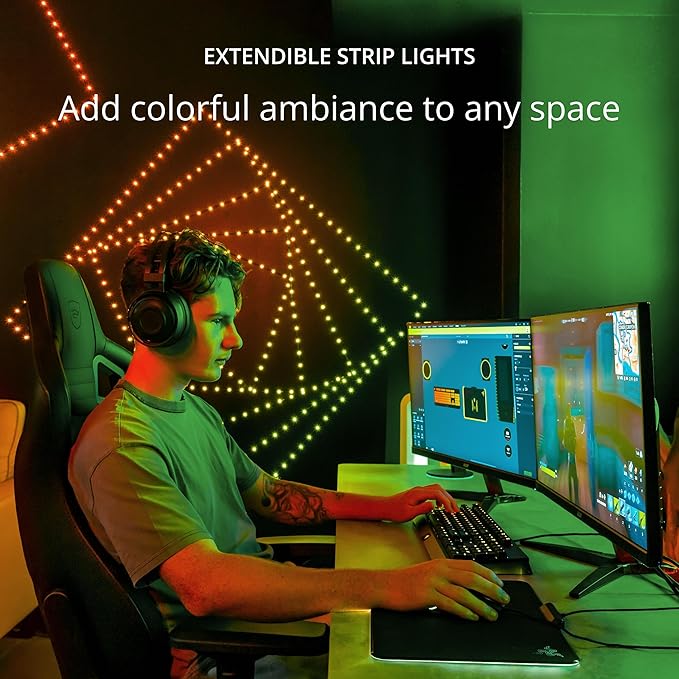 Twinkly Dots String Lights App-Controlled Flexible LED Color Changing String Lights, 60 RGB (16 Mil. Colors). 200 LED / 33 Ft Black Wire. USB-Powered Indoor Smart Home Lighting Decoration