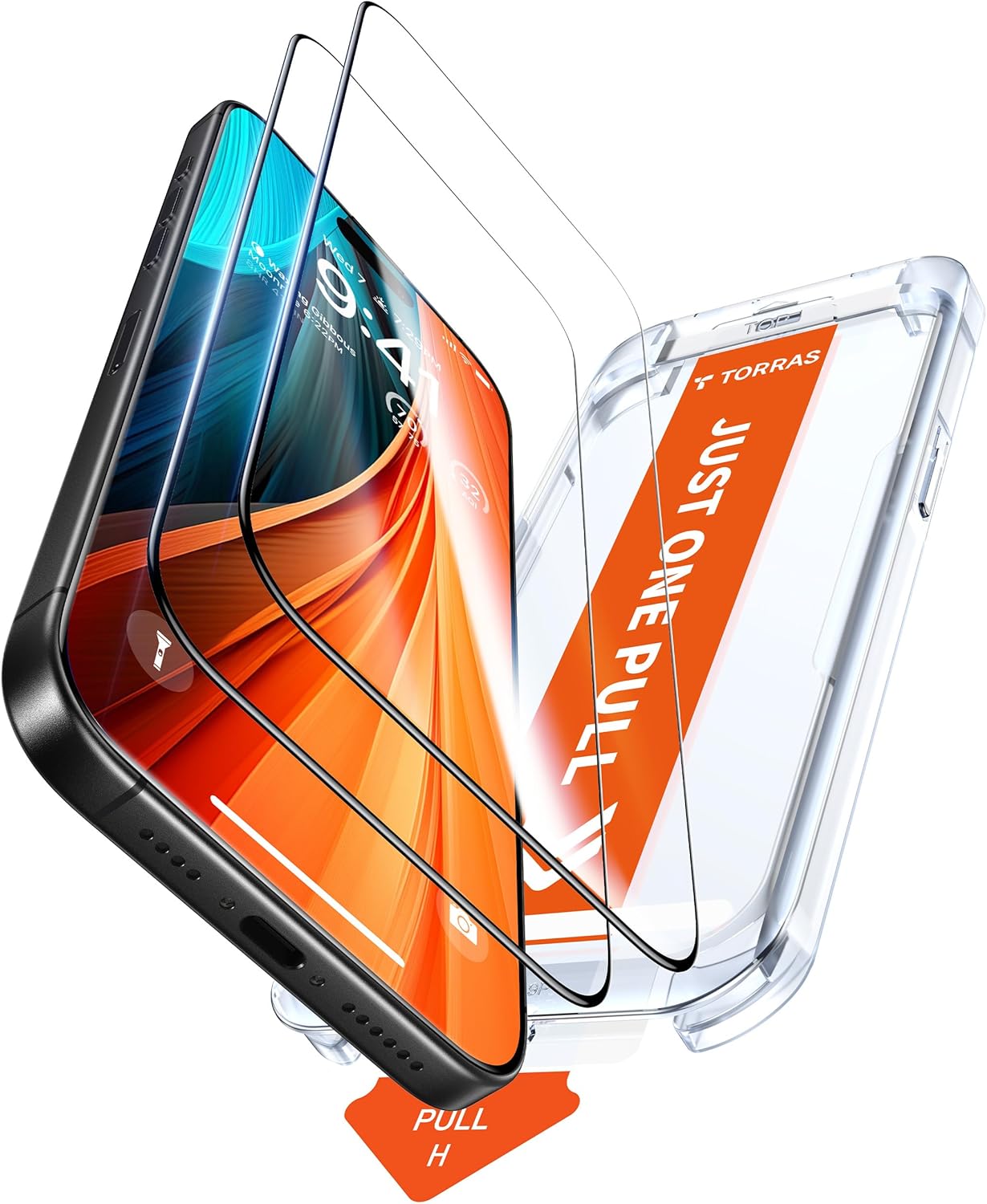 TORRAS Military-Grade Shatterproof for iPhone 16 Pro Max Screen Protector [9H+ Aerospace Tempered Glass＆ One-Step Installation] Full Coverage Fit Bubble Free Top-Notch Protection, 2 Pack, GlassGo X