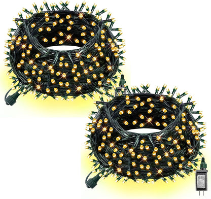 Dazzle Bright 132FT 400 LED Christmas Lights, Christmas String Lights Plug in with 8 Modes, Waterproof Christmas Decorations for Xmas Indoor Outdoor Party Home Tree Decor, Warm White