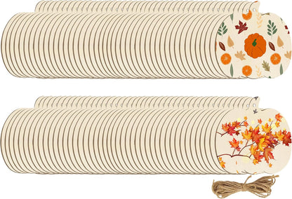 90 Pcs Thanksgiving Pumpkin Wooden Cutouts Unfinished Wood Crafts Pumpkin Wooden Pumpkins Ornaments to Paint Decorations DIY Blank Fall Pumpkin Shapes Discs Halloween 3.9x3.5 Inch