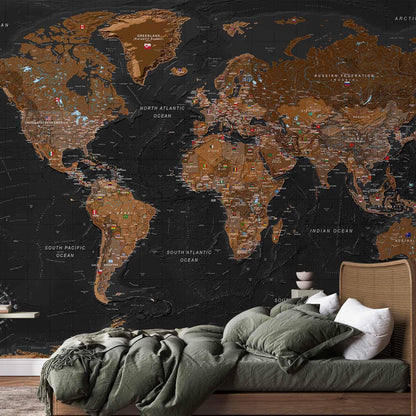 artgeist Wall Mural World Map 193x138 in - XXL Peel and Stick Self-Adhesive Wallpaper Removable Large Sticker Foil Wall Decor Print Picture Image Design Map of The World k-A-0206-a-a