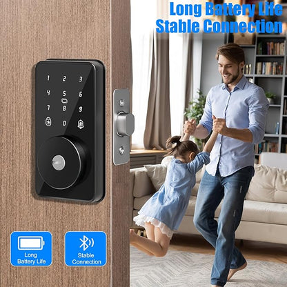 Smart Lock, 4-in-1 Keyless Entry Door Lock for Front Door, 6 Digital Code Door Lock with Keypad, Bluetooth Smart Deadbolt, App Control