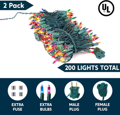 Joiedomi Multicolor Christmas String Lights,200(2x100) 42.6FT Christmas Fairy Tree Lights Plug in for Indoor Outdoor Xmas Decorations Patio Holiday Theme Party Yard House,Green Wire