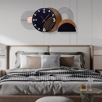 Extra Large Wall Clock, Modern Iron and Metal Decorative Clocks for Living Room, Silent Non-Ticking Big Hanging Clock, Battery Operated Wall Decor Gift Idea-39.3X17.7inch