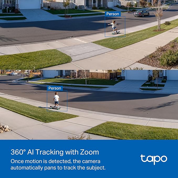 Tapo 2K Outdoor Pan/Tilt Wireless Floodlight Security Camera - Battery Power with Solar, 360º AI Motion Tracking, Person/Vehicle Detection, Subscription-Free Local Storage or Optional Cloud, C615F KIT