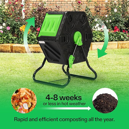 VIVOSUN Tumbling Composter, 18.5 Gallon Compost Bin, Heavy-Duty Compost Tumbler w/Sliding Door, Lockable Brake and Rotating Design for Fast Creation of Fertile Soil, Outdoor