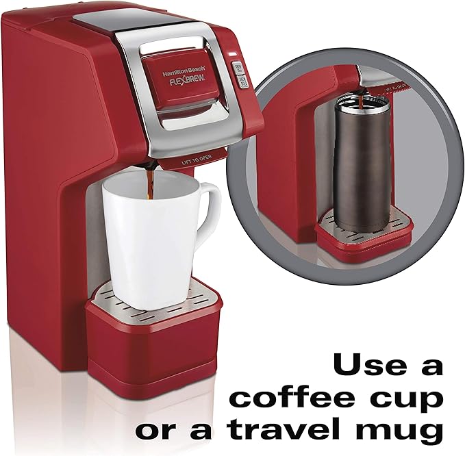 Hamilton Beach 49945 FlexBrew Single-Serve Coffee Maker Compatible with Pod Packs and Grounds, 1 Cup, Red
