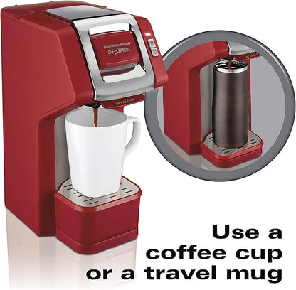 Hamilton Beach 49945 FlexBrew Single-Serve Coffee Maker Compatible with Pod Packs and Grounds, 1 Cup, Red