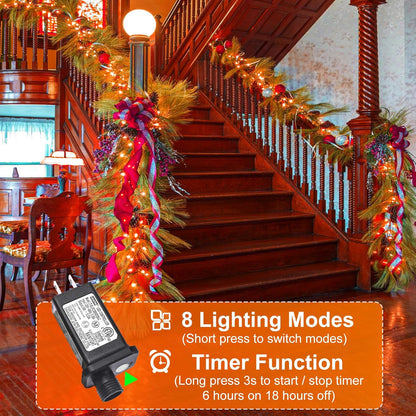 Orange Halloween Lights Outdoor, 66FT 200 LED String Lights for Outside with 8 Modes Waterproof, Plug in Connectable Twinkle Light Green Wire for Indoor Garden Tree Patio Party Decorations