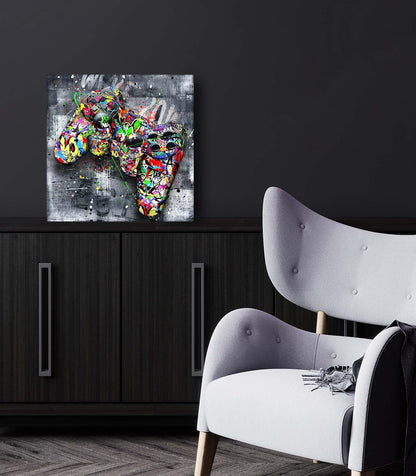 JKWALL77 Graffiti Canvas Wall-Art For living Room Large Size - Banksy Gaming Wall Art For Teen Boy Room Decor - Abstract Wall Painting Ready to Hang Size 20" x 20"