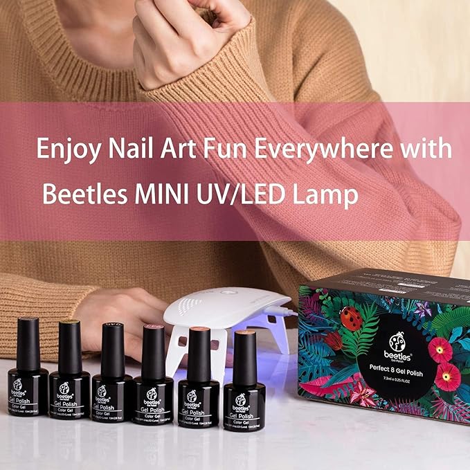 Beetles Uv Light for Nails Mini Nail Lamp Poly Nail Gel Curing Lamp Nail Gel Portable UV Led Nail Lamp Nail Light for Gel Top Coat Gel Nail Polish Manicure Tool DIY Nail Art
