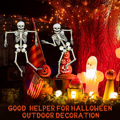 Jeyiour 6 Pieces Halloween Jointed Skeleton Decoration with Movable Joint Halloween Paper Skeleton Cardboard Decoration for Door Window Cutouts Party Prop, 31.5 Inch Tall