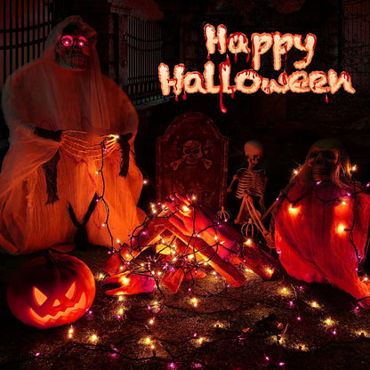 Toodour Orange & Purple Halloween Lights, 12.5ft 50 Count Incandescent Halloween String Lights, UL Certified Connectable Mini Bulbs String Lights for Outdoor, Indoor, Garden, Porch, Party, Home Decor