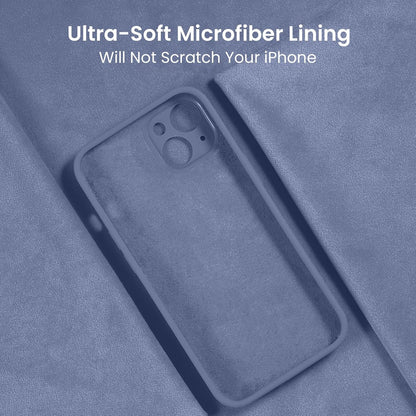 FireNova Designed for iPhone 14 Case, Silicone Upgraded [Camera Protection] Phone Case with [2 Screen Protectors], Soft Anti-Scratch Microfiber Lining Inside, 6.1 inch, Lavender Gray