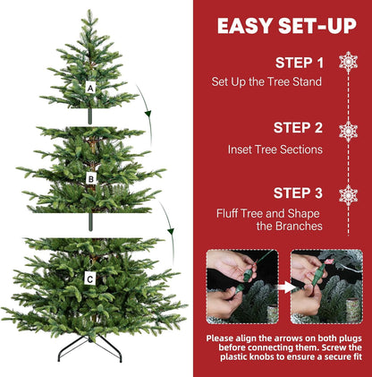 Hykolity 6 ft Artificial Christmas Tree with 797 PE &PVC Branch Tips, 330 Warm White LED Lights, Metal Stand and Hinged Branches