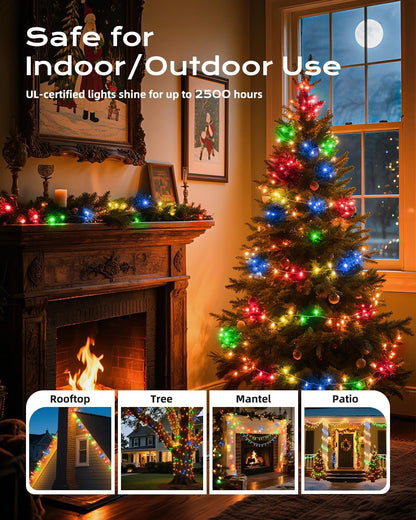 Brightown Multicolor Christmas Mini String Lights, 100-Count 26.5ft Incandescent Bulb Fairy Lights for Indoor Holiday Decor, Christmas Tree Garland Wedding Party Multi-Use Xmas Decoration, White Wire