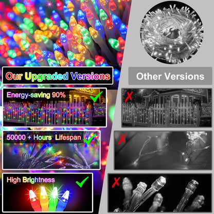 792 LED Christma Lights with 176 Drops, 82ft Outdoor Hanging lights with 8 Modes & Timer Memory, Outsite Waterproof Curtain String Lights for Front House Fence Tree Holiday Decorations Multicolor
