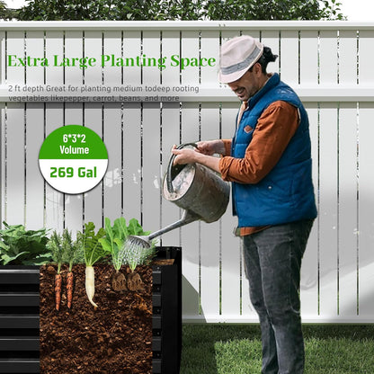 6x3x2 ft Raised Garden Bed, Large Metal Planter Raised Beds, Planters for Outdoor Plants for Vegetables, Flowers, Herbs, Fruits, and Succulents.(2 Pcs)