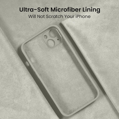 FireNova Designed for iPhone 14 Case, Silicone Upgraded [Camera Protection] Phone Case with [2 Screen Protectors], Soft Anti-Scratch Microfiber Lining Inside, 6.1 inch, Stone