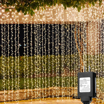 Solhice LED Curtain Lights Outdoor 40ft x10ft, 800 LED Plug in Hanging String Lights Indoor, Christmas Twinkle Lights Backdrop for Outside Backyard Patio Wedding Décor, Warm White (Not Connectable)