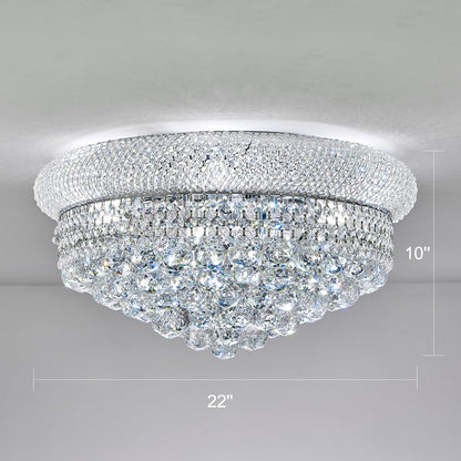 9-Light Crystal Flush Mount Chandelier Ceiling Light Fixture for Living Room Dining Room Bedroom Foyer Entryway Hallway Closet Bathroom (Chrome D22)