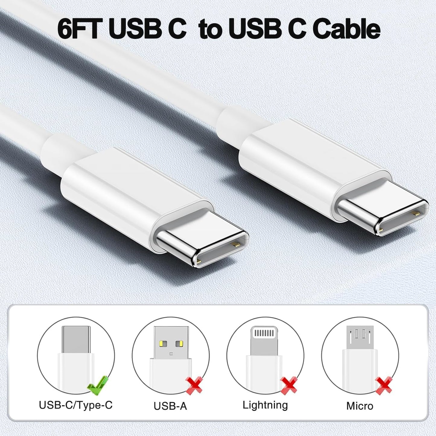 iPhone 16 15 Charger,USB C Charger Fast Charging,2Pack Dual Port Fast Wall Chargers Block with 6FT USB C to C Cable for iPhone 16e/16 Pro Max/16 Pro/16 Plus/15 Pro Max/15/iPad Pro/Air/Mini/AirPod