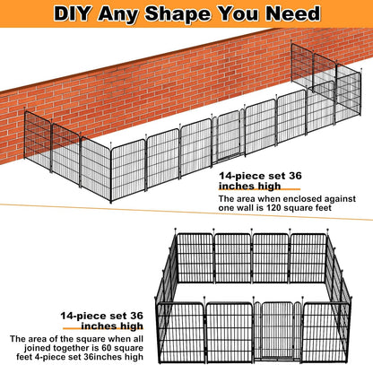 36 in(H) Garden Fence, Wide Gate Low Threshold, 10 Panels Total 22.1 Ft(L) Heavy Duty Iron Animal Barrier Fence for Yard,Suitable for Indoor Or Outdoor Dog Fencing,Garden Border Fence