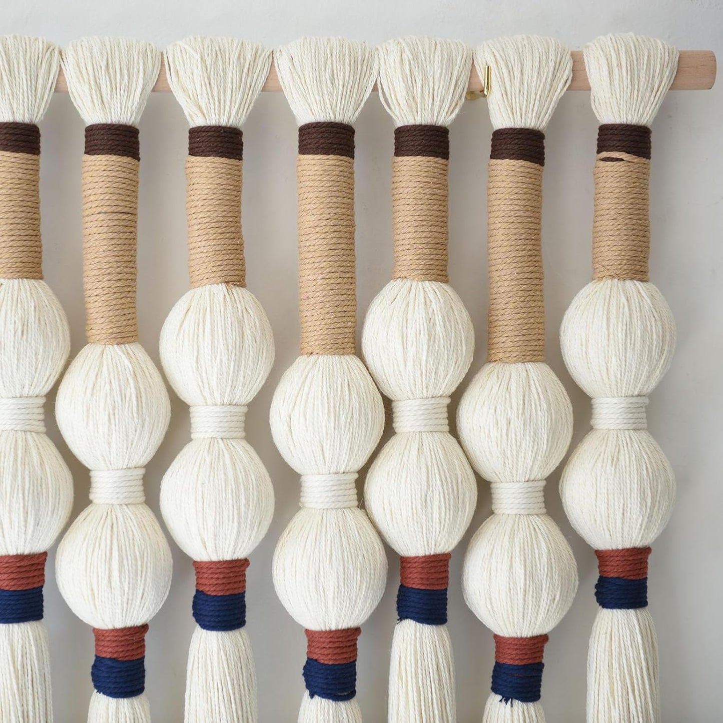 Macrame Wall Hanging Boho Wall Art Handmade Spherical Knot Design with Tassel Fringe, Boho Decor for Bedroom Living Room, for Home Decoration 27" W x 33" L