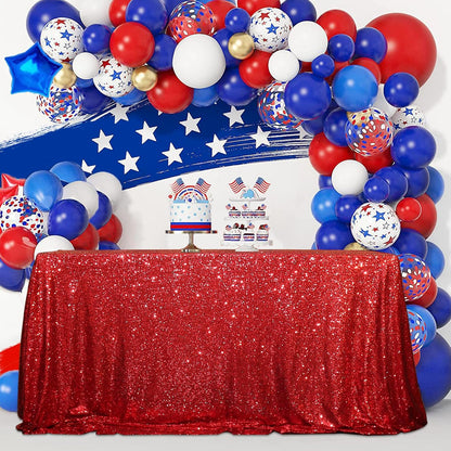 SquarePie Sequin Tablecloth 50 x 72 Inch Red Sparkly Table Linen for Wedding Party