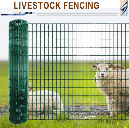 Tongmo 3 ft x 100 ft Green PVC Coated Welded Wire Fence, 16GA Garden Chicken Wire Fence Roll, Mesh Size 2" x 4" Hardware Cloth, Ideal for Yard Protection and Poultry Netting