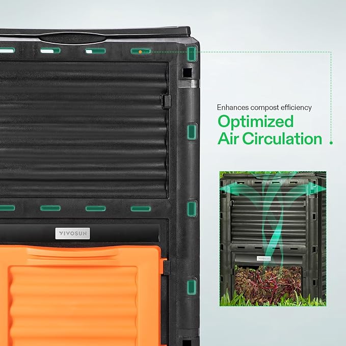 VIVOSUN Compost Bin 80Gallon (300L), Outdoor Composter W/Large Capacity & Easy Assembling, Compost Barrel for Fast Creation of Fertile Soil (Pack of 2)