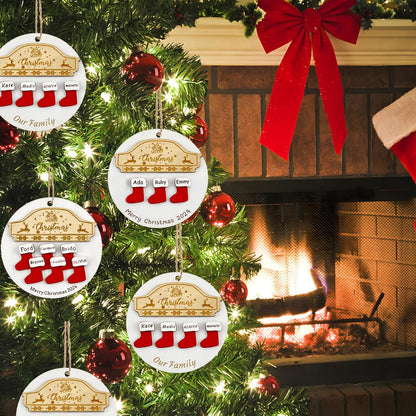 Personalized Christmas Ornaments 2025 with Names,1-7 Names Custom Ornaments for Christmas Tree Personalized Xmas Ornament Gifts for Family