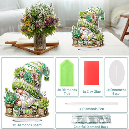 Diamond Painting Kits for Adults Beginners, 5D Full Drill Dwarf Succulents Crystal Art Desktop Ornament, DIY Single Sided Home Office Desk Decor, Creative Craft Gift Set with Tools