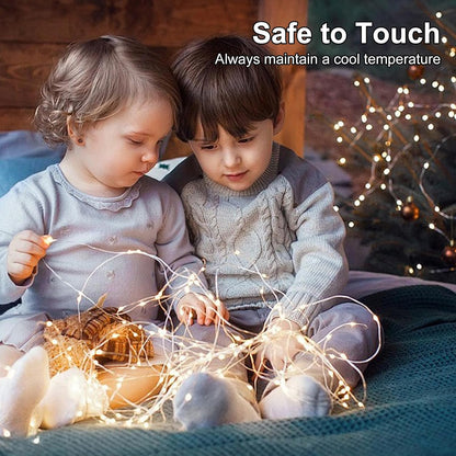 Fairy Lights Battery Operated String Lights 16.4ft 50LED Flashing and Constant Light Waterproof Silver Wire for Christmas DIY Party Bedroom Wedding (Warm White, 4 Pack)