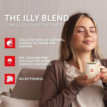 illy Decaf Ground Espresso Coffee, Classico Decaffeinated Medium Roast, 100% Arabica, Premium Italian Coffee, Pre-Ground for Espresso Machines, 8.8oz, 12 Pack