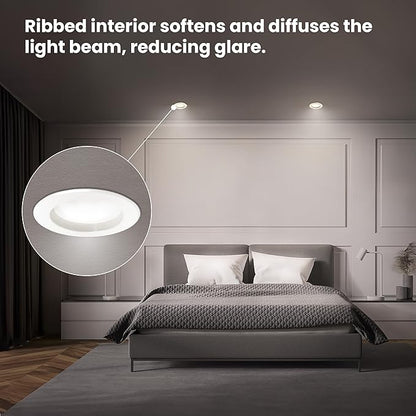Feit Electric LED Downlight Retrofit Kit with Baffle Trim, 75W Equivalent, 5/6-Inch Dimmable Recessed Light, Adjustable White 2700K–5000K, 90+ CRI, for Living, Bathroom, Dining & Kitchen Room