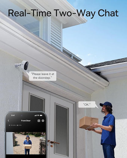 Baseus Wirelsss Cameras for Home Security, N1 3-Cam Kit with 2K Clarity, No Monthly Fee, 16TB Expandable Local Storage, 210-Day Battery Life, Spotlight & Alarm, Compatible with Alexa and Google Home
