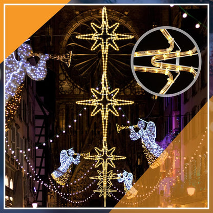 28" Christmas Star of Bethlehem LED Star Hanging Lights Nativity Holy Family Light for Door Window Porch Wall Decoration Plug Operated Lighted Hanging Tree Topper(Warm Light)