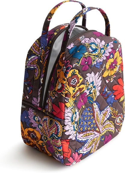 Vera Bradley Women's Premium Cotton Lunch Bag, Colorful Bouquet, One Size