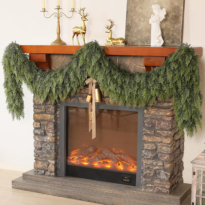 Real Touch Christmas Cedar Garland -16ft Artificial Garlands Faux Cedar Fake Pine Needles Garland for Fireplace,Table,Window,Stairs,Mante,Holiday Indoor Outdoor Xmas Decor(1PCS)