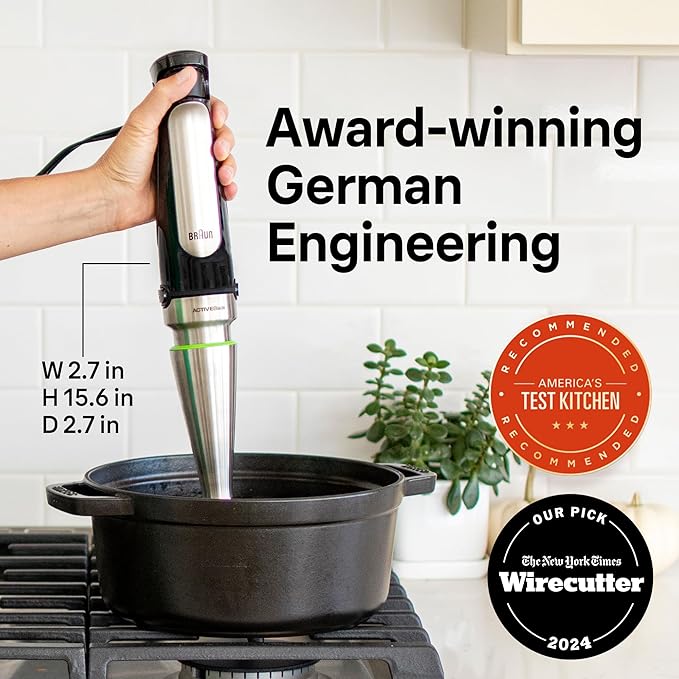 Braun MultiQuick 7 3-in-1 Immersion Blender with Food Processor – Powerful Handheld Electric Stick Blender - Emulsifier for Chopping, Beating & Whisking - Ideal for Soup, Puree, Smoothies & More