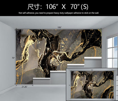 WFBHUA-Black and Golden Marble Wallpaper Modern Large Art Photo Wall Murals Living Room Bedroom Office (Not Peel and Stick)