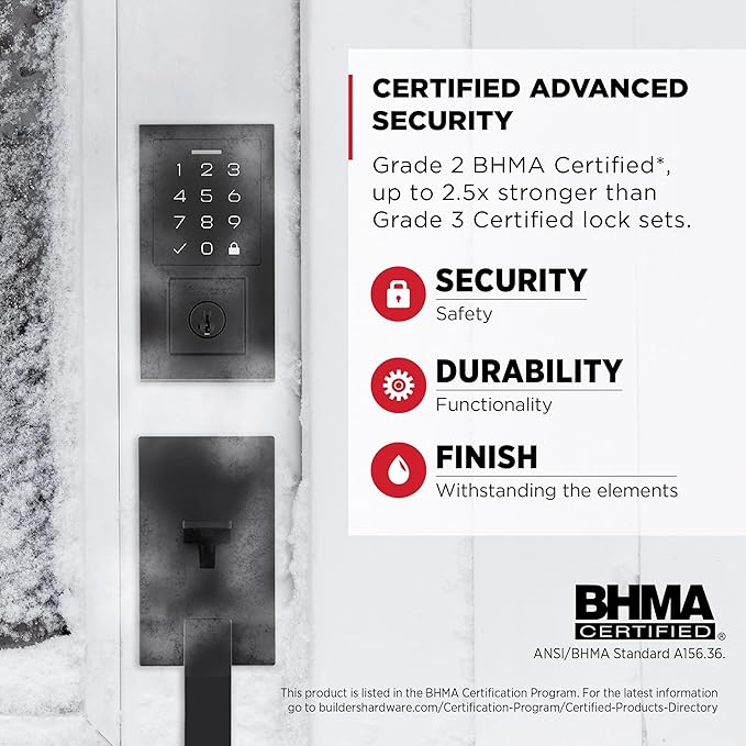 Kwikset SmartCode 270 Keyless Entry Electronic Touchpad Deadbolt Door Lock with Auto-Lock, Custom User Codes, Advanced Security in Matte Black Contemporary