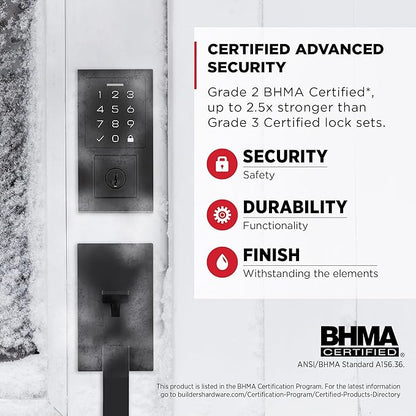 Kwikset SmartCode 270 Keyless Entry Electronic Touchpad Deadbolt Door Lock with Auto-Lock, Custom User Codes, Advanced Security in Matte Black Contemporary