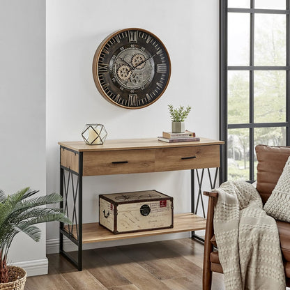 CLXEAST 24 Inch Large Moving Gear Wall Clock for Farmhouse Living Room Decor,Vintage Industrial Bronze Gold Metal Wall Clock for Home Office,House Warming Gifts New Home